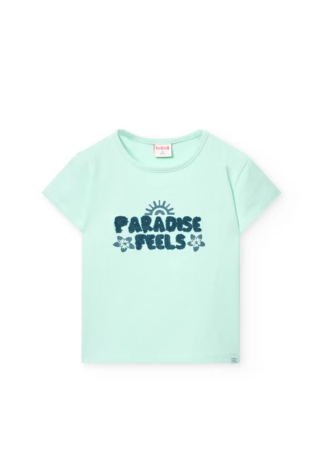 Camiseta de punto para niña en color verde agua