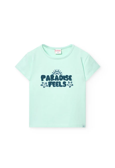 Camiseta de punto para niña en color verde agua