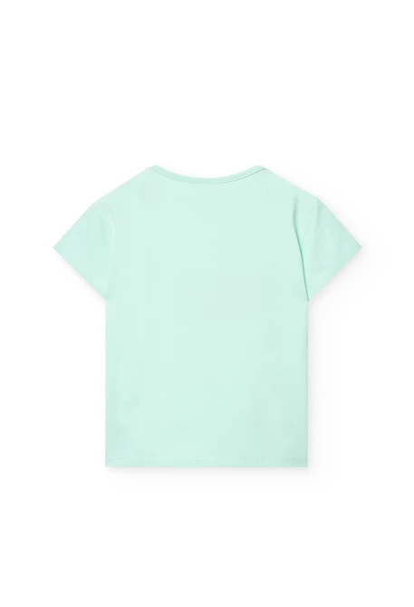 Camiseta de punto para niña en color verde agua