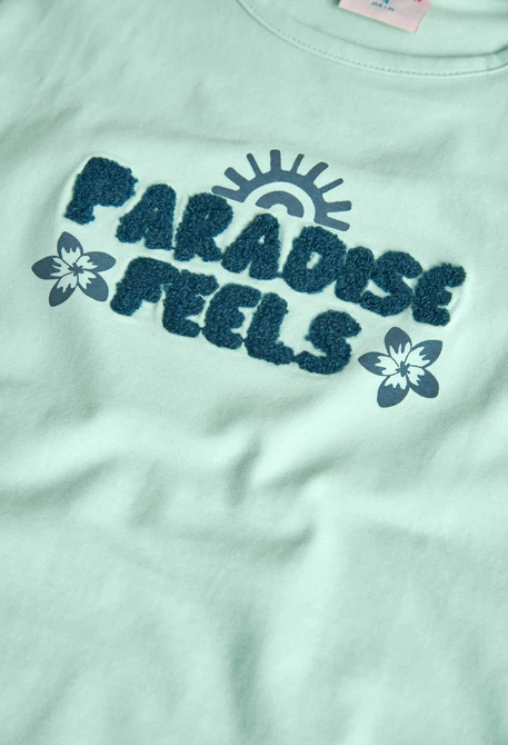 Camiseta de punto para niña en color verde agua