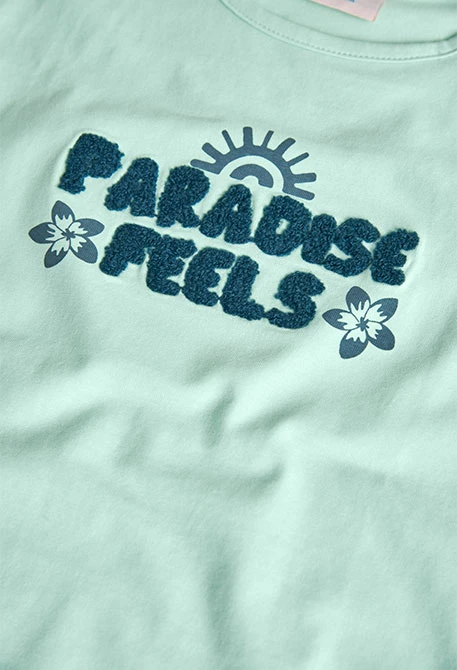 T-shirt de malha para menina em cor verde água