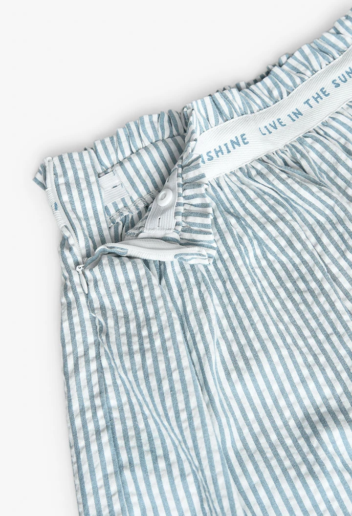 Girl\'s poplin skirt in blue and white stripes