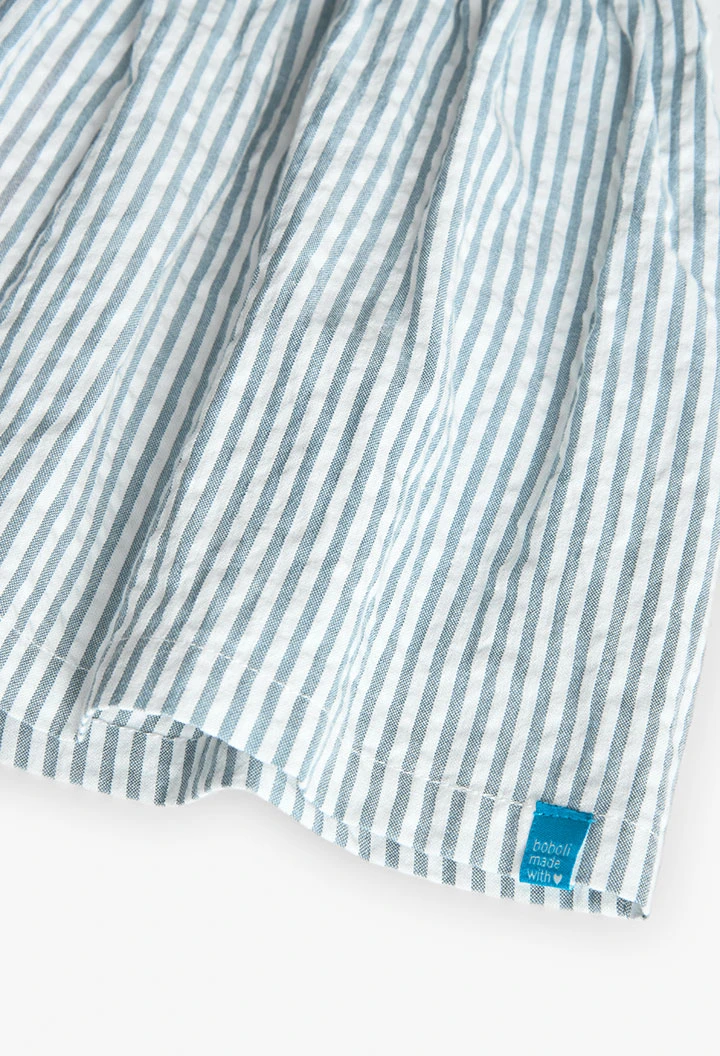 Girl\'s poplin skirt in blue and white stripes