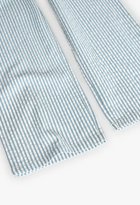 Mono de popelín para niña listado en color azul y blanco