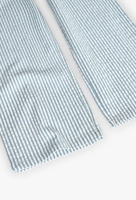 Mono de popelín para niña listado en color azul y blanco