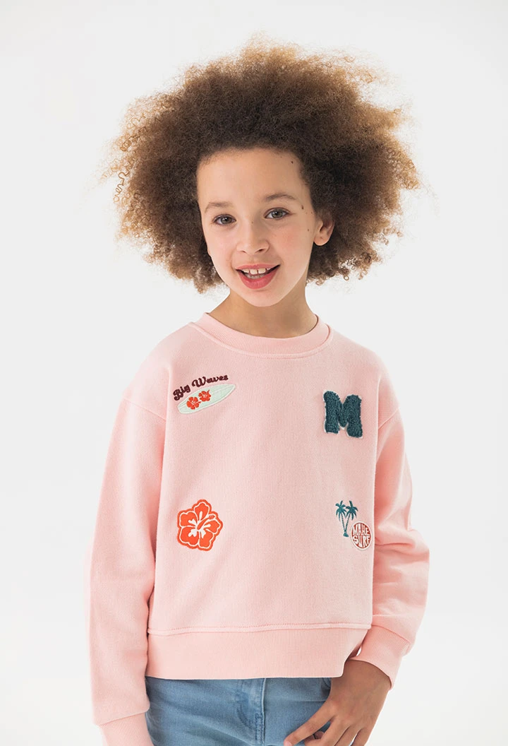Felpa di maglia per bambina di colore rosa