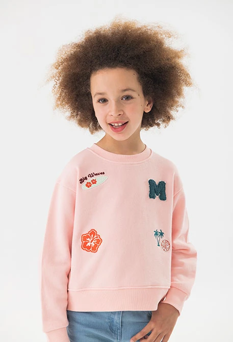 Felpa di maglia per bambina di colore rosa