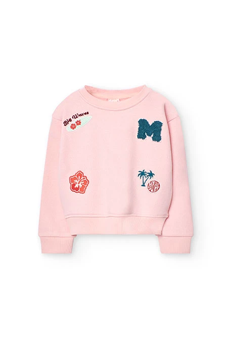 Sudadera de punto para niña en color rosa