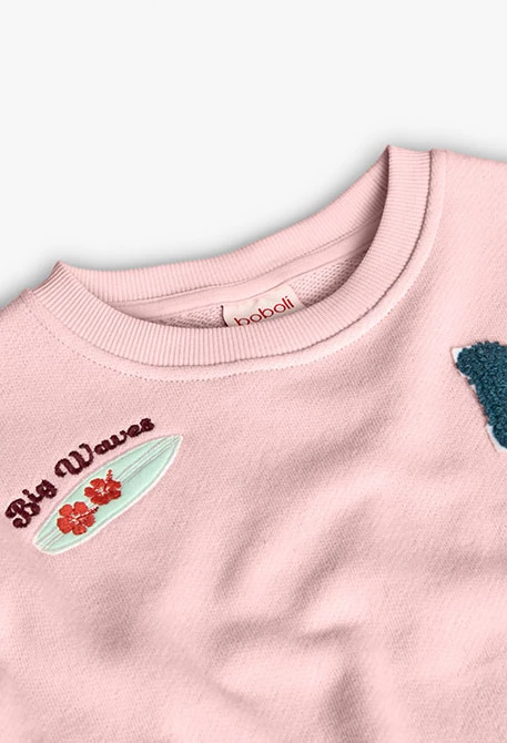 Knitted sweatshirt for girls in pink colour