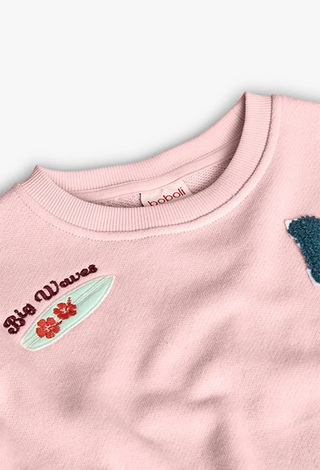 Sudadera de punto para niña en color rosa