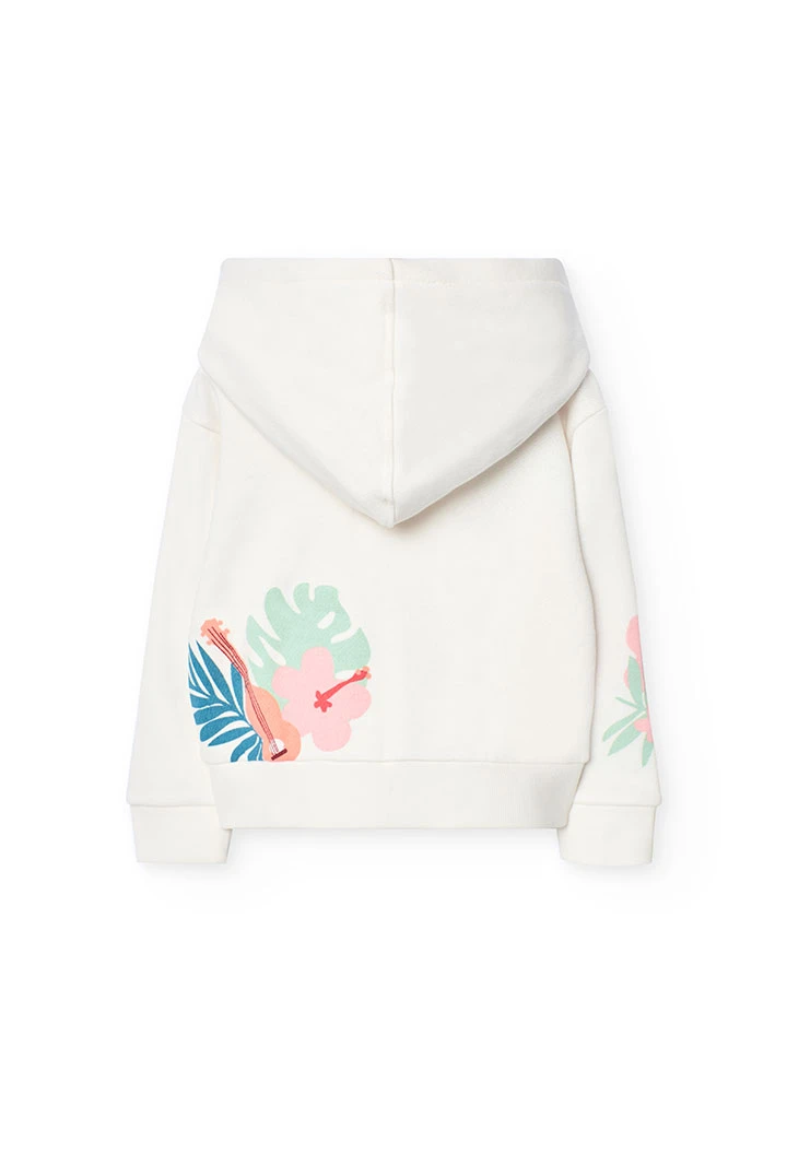 Gilet en maille pour fille en couleur blanche avec capuche