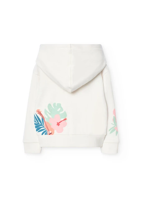 Chaqueta de punto para niña en color blanco con capucha