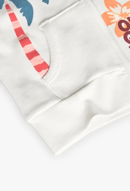 Chaqueta de punto para niña en color blanco con capucha