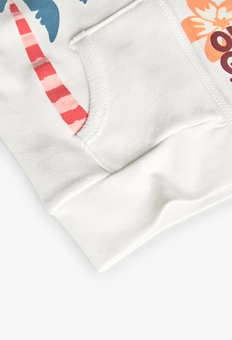 Chaqueta de punto para niña en color blanco con capucha