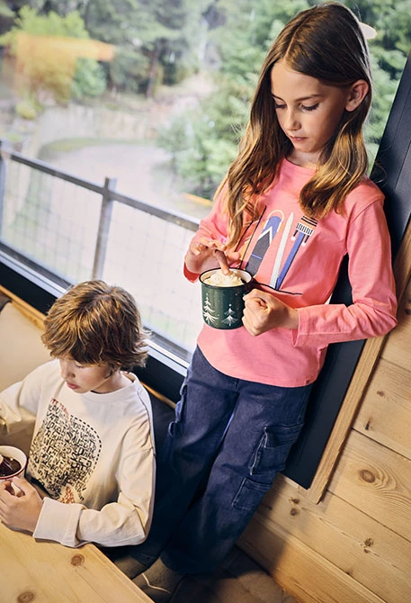 T-shirt fille en maille rose