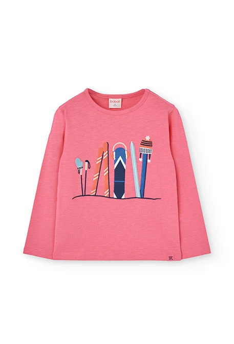 T-shirt fille en maille rose