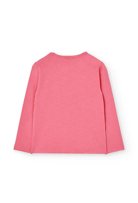 T-shirt menina malha em rosa