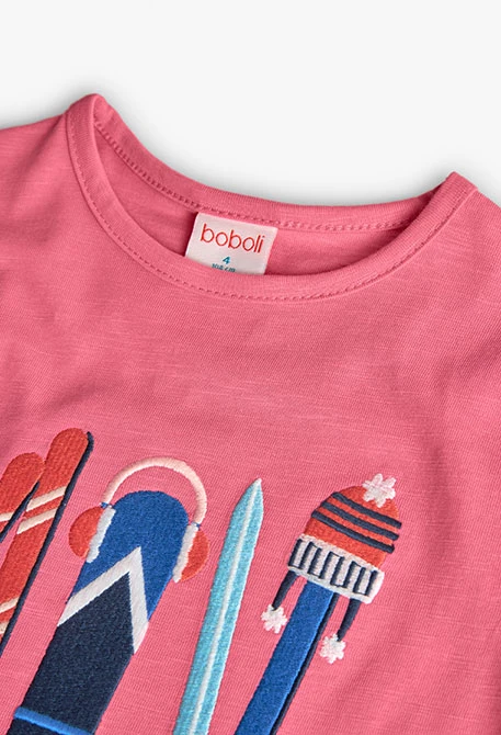 T-shirt menina malha em rosa