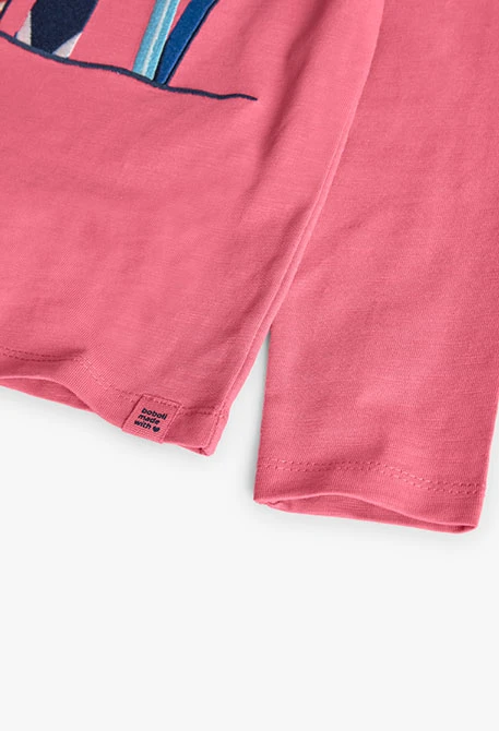 T-shirt menina malha em rosa