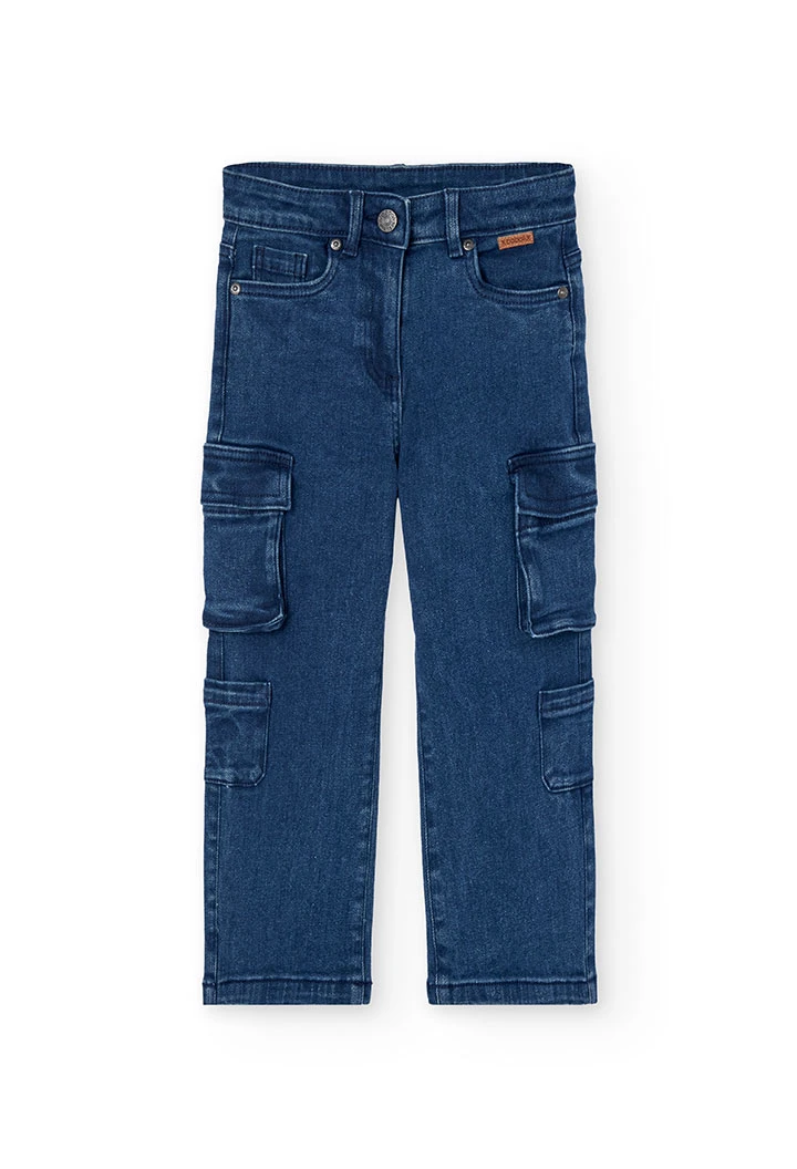 Pantaloni in denim blu navy bambina