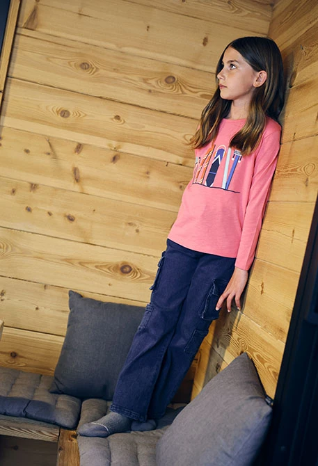 Pantalón denim niña azul marino