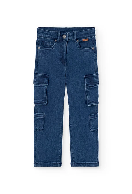 Navy blue denim trousers for girl