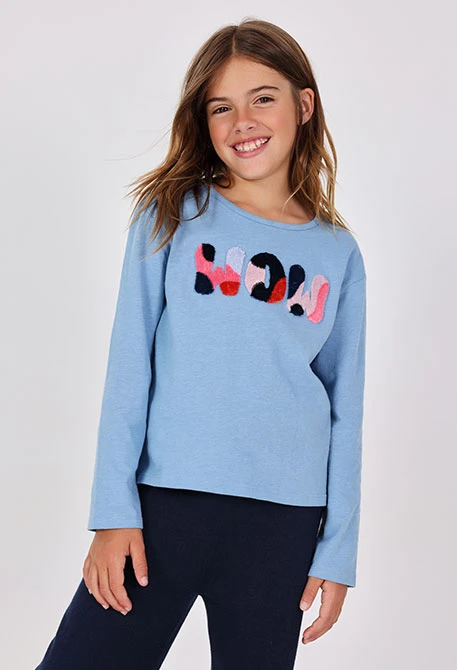 T-shirt fille en coton bleu