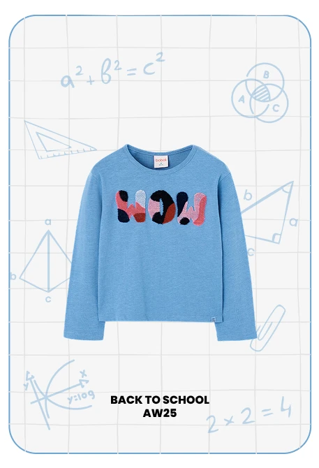 T-shirt azul de algodão para menina