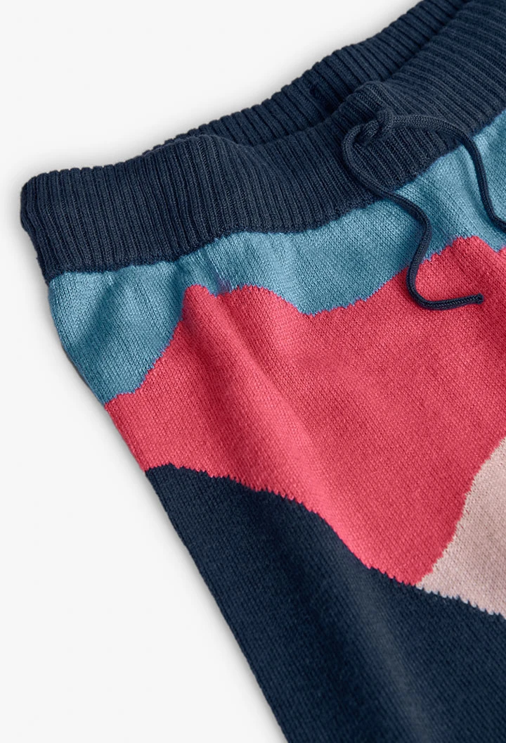 Pantalone in maglia blu bambina