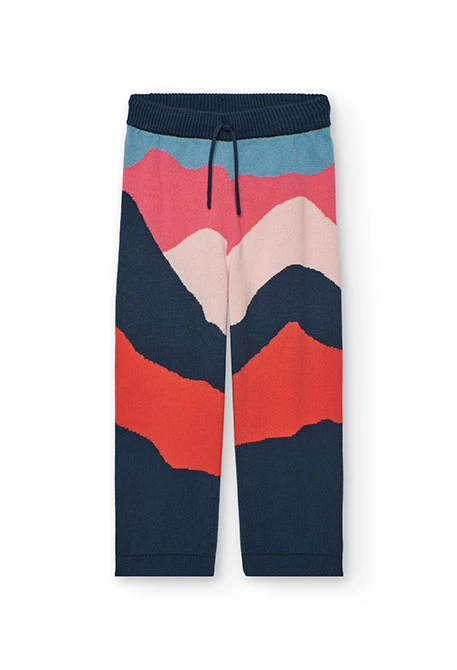 Pantalón de punto azul niña