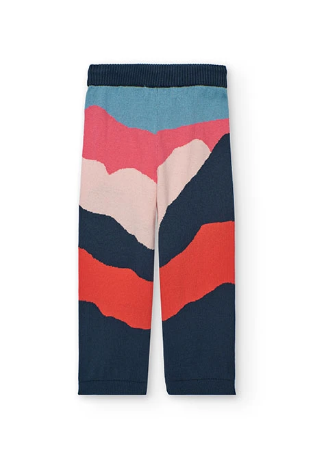 Pantalón de punto azul niña