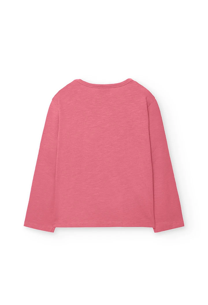 Rosa bedrucktes Mädchen-T-Shirt aus Strickstoff