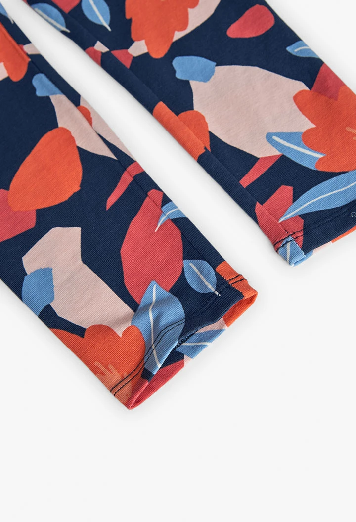 Elastic knit floral leggings