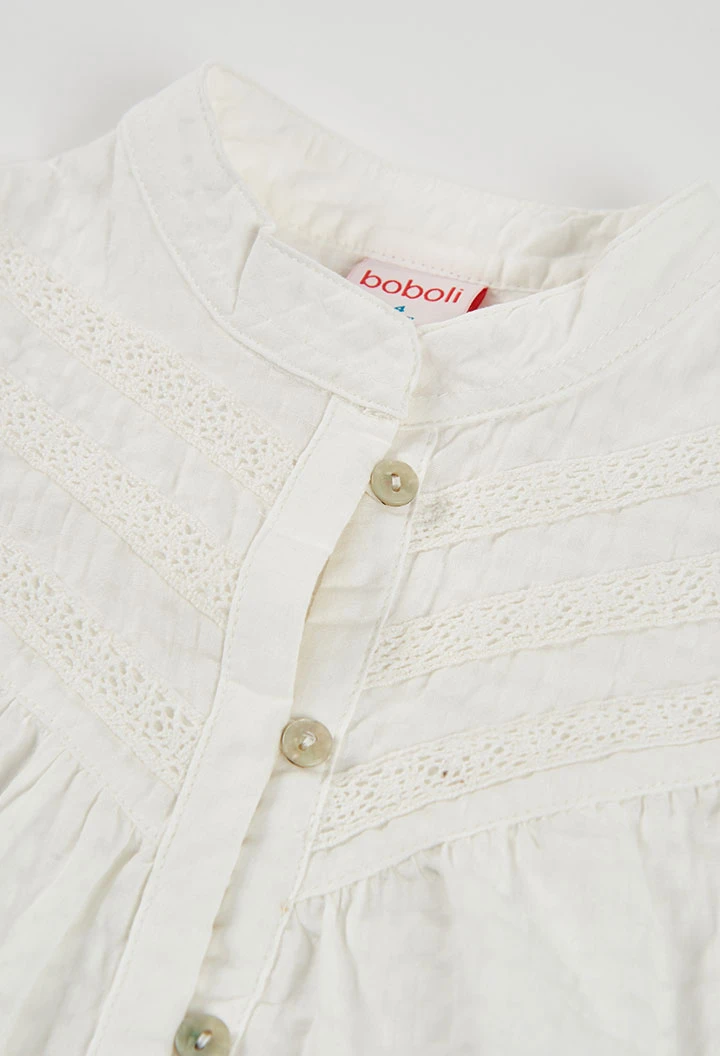 Camisa niña algodón blanco