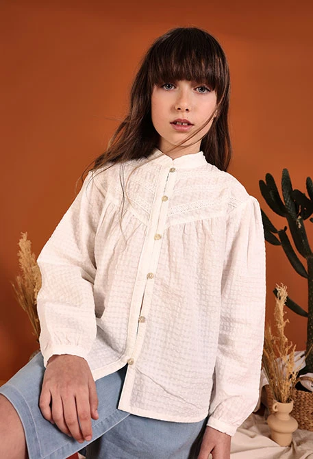 Camisa niña algodón blanco