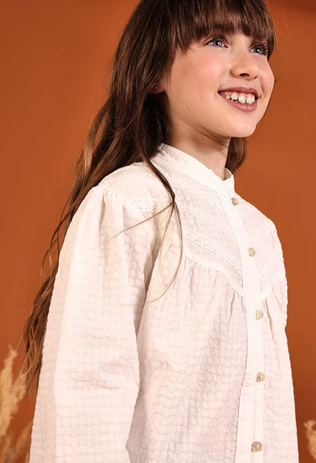 Camisa nena cotó blanc