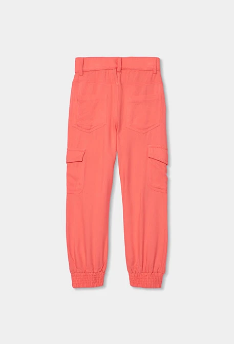 Pantalon cargo fille couleur fraise