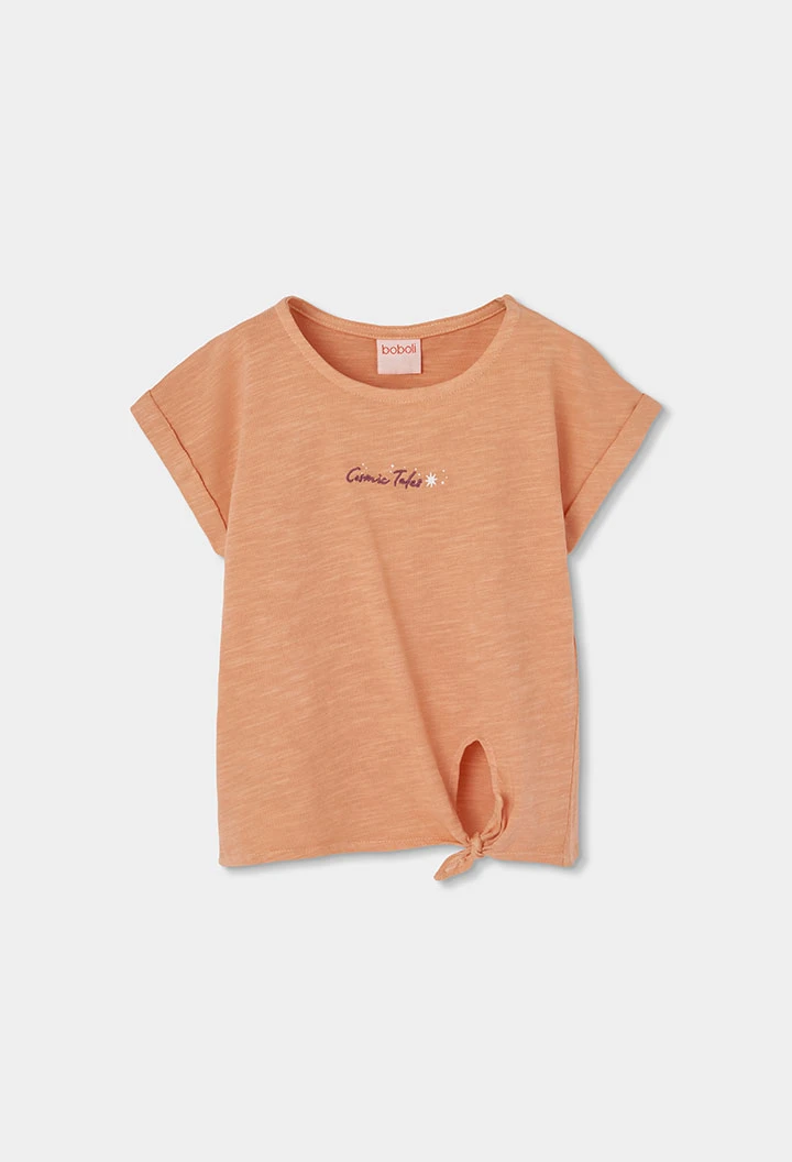 Mädchen T-Shirt aus orangefarbener Baumwolle