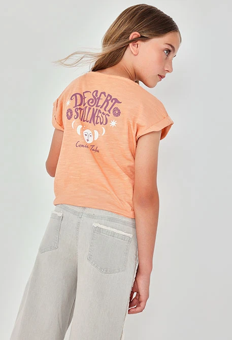 Maglietta bambina cotone arancione