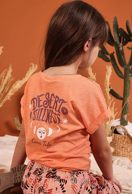 T-shirt menina algodão laranja