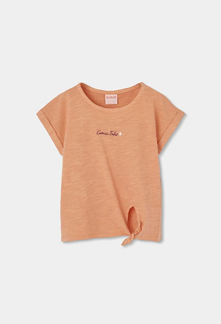 Mädchen T-Shirt aus orangefarbener Baumwolle