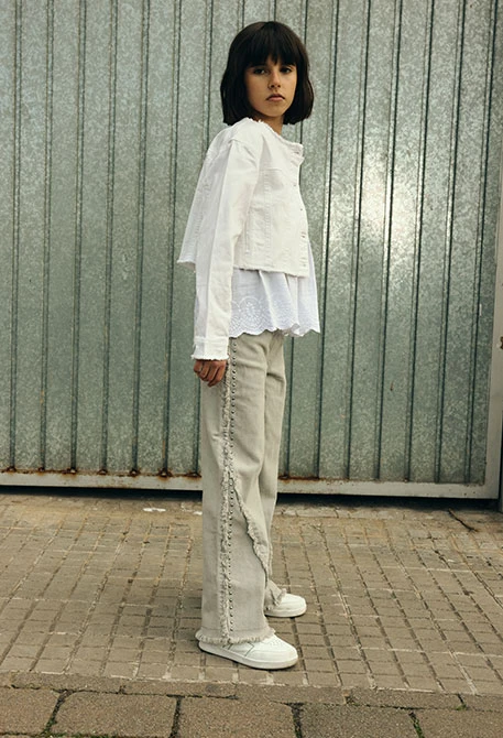 Pantalón niña denim gris