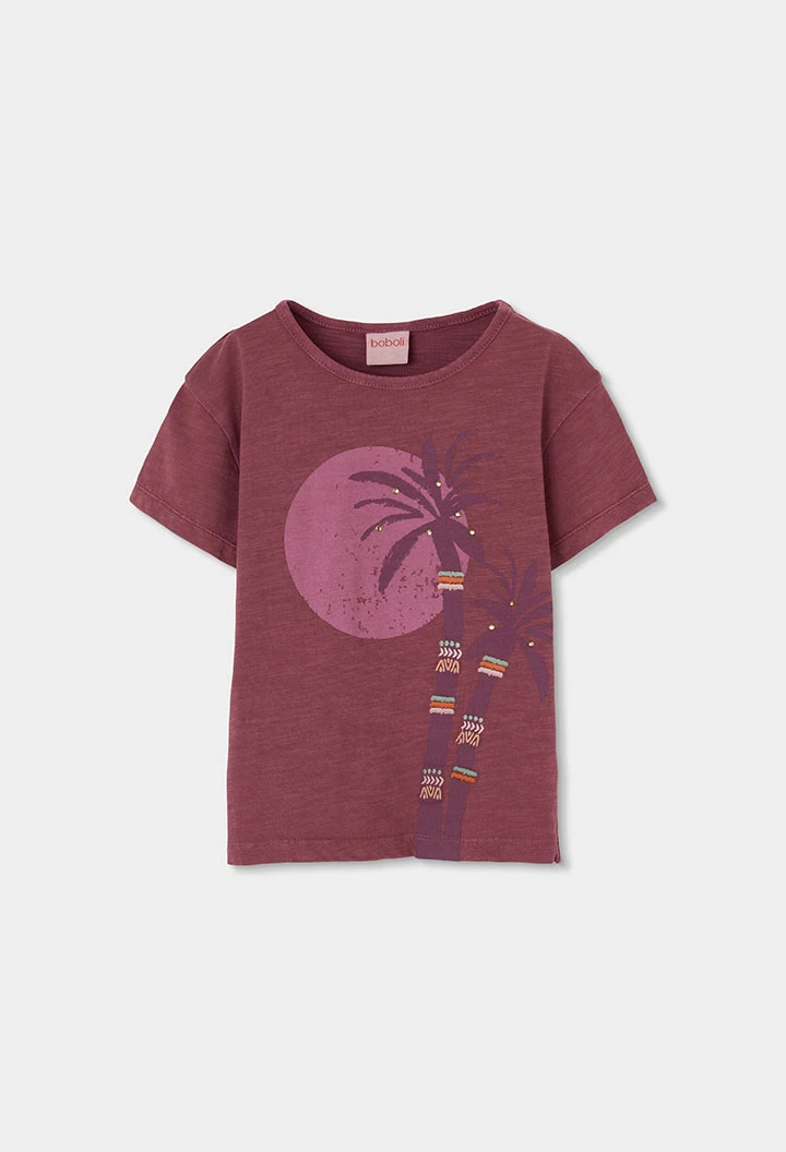 T-shirt fille coton lilas