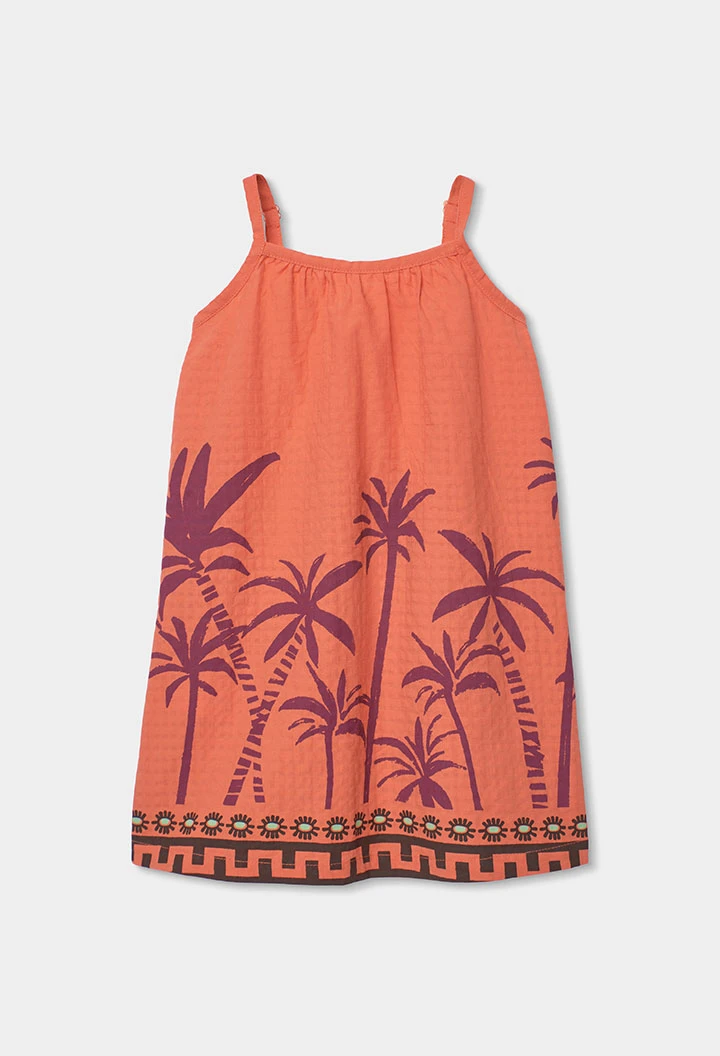 Orangenes Palmen-Voilekleid