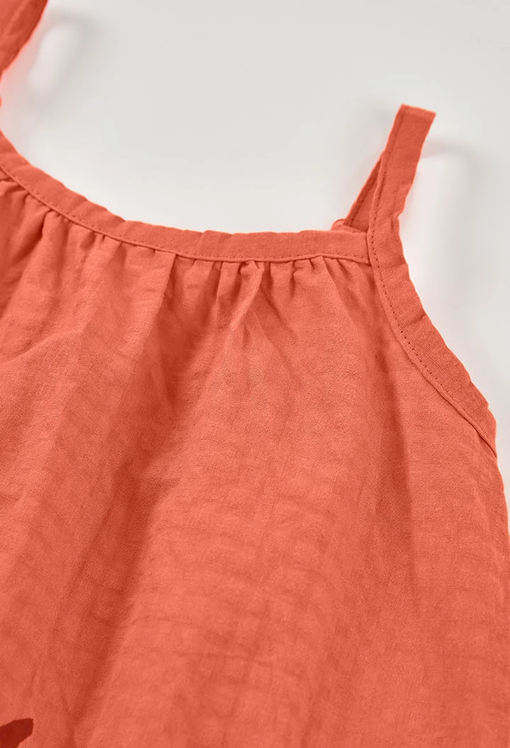 Vestido popelina laranja palmeiras