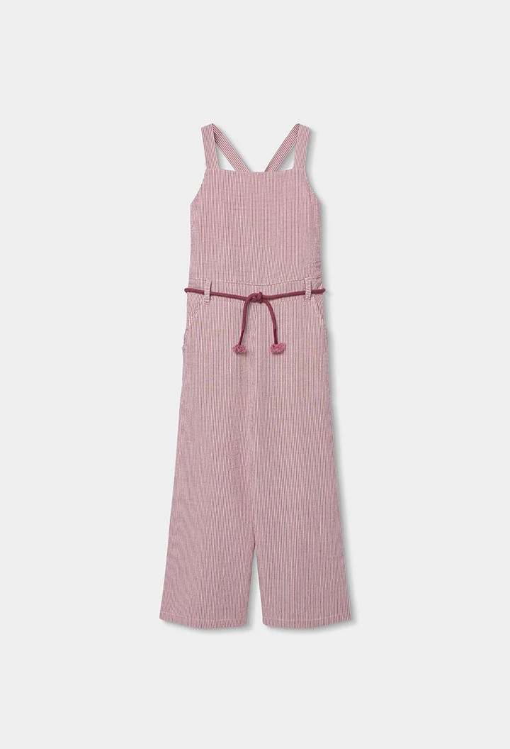 Gestreifter Overall in Rosa und Ecru