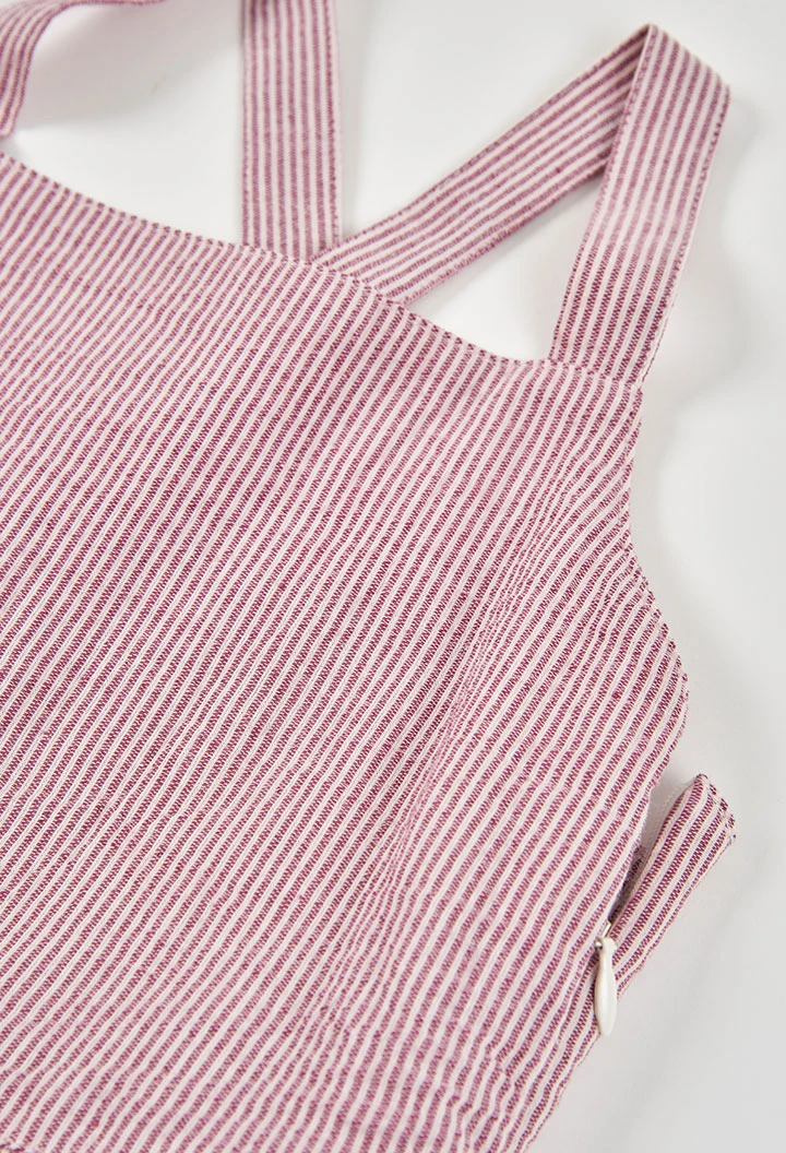 Gestreifter Overall in Rosa und Ecru