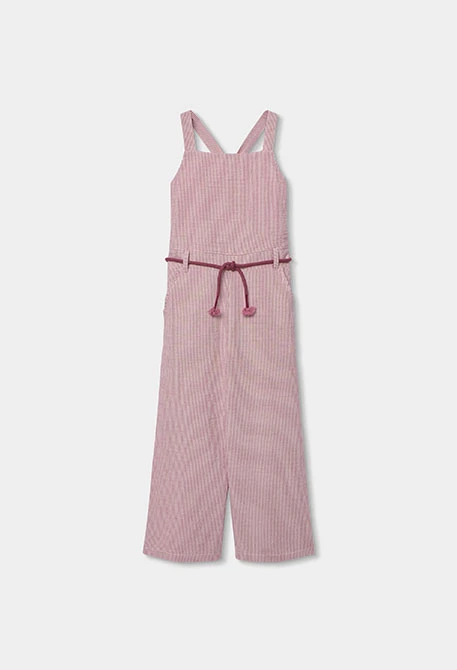Striped jumpsuit in pink and ecru