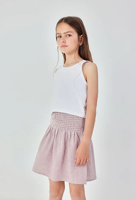 Maroon poplin skirt