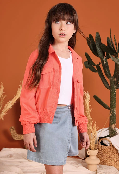 Viscose twill jacket for girl